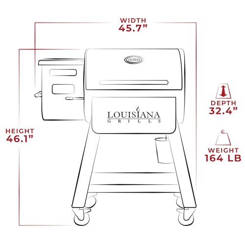 Louisiana Grills 800 Black Label Series Portable Pellet Grill w/809 Square Inch Cooking Area, Digital Controls, WiFi, Bluetooth, & 2 Shelves