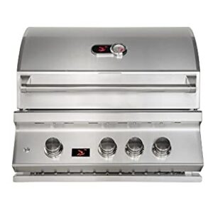 Bonfire CBB3LP 28" 3-Burner Built-in Propane Gas Grill Outdoor with Rear Infrared Burner and Rotisserie,304 Stainless Steel