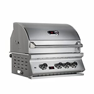 Bonfire CBB3LP 28" 3-Burner Built-in Propane Gas Grill Outdoor with Rear Infrared Burner and Rotisserie,304 Stainless Steel