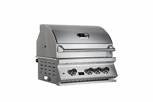 Bonfire CBB3LP 28" 3-Burner Built-in Propane Gas Grill Outdoor with Rear Infrared Burner and Rotisserie,304 Stainless Steel