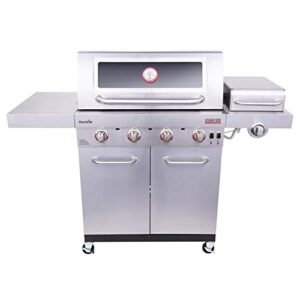 char-broil 463255721 signature tru-infrared 4-burner cabinet-style windowed gas grill, stainless