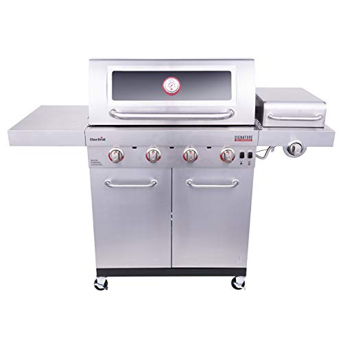 Char-Broil 463255721 Signature TRU-Infrared 4-Burner Cabinet-Style Windowed Gas Grill, Stainless