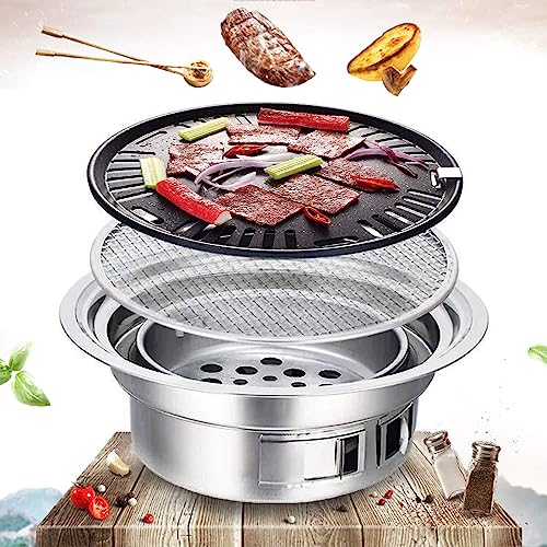 15.7 inch BBQ Charcoal Grill, Round Barbecue Grill Household Smokeless Carbon Grill Charcoal Hot Pot Barbecue Grill Pot Indoor/Outdoor Grill BBQ for Camping Picnic Party