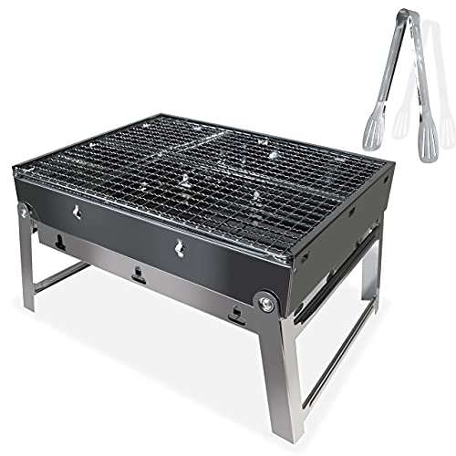 Portable Charcoal Grill Foldable Barbeque Grill Stainless Steel Small BBQ Grill Use For Backyard Patio Grillin Picnics Beach Trailers Camping