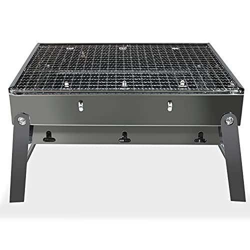 Portable Charcoal Grill Foldable Barbeque Grill Stainless Steel Small BBQ Grill Use For Backyard Patio Grillin Picnics Beach Trailers Camping