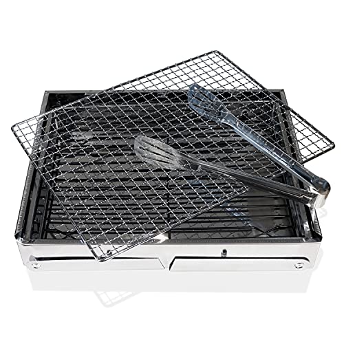 Portable Charcoal Grill Foldable Barbeque Grill Stainless Steel Small BBQ Grill Use For Backyard Patio Grillin Picnics Beach Trailers Camping