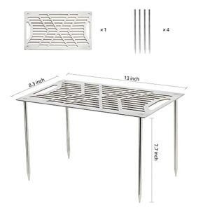 BBQ Charcoal Grill Barbecue Simple Portable Easy Installation Stainless Steel Plate with 4 Legs Kebab Shelf for Hiking Camping Hunting Fishing Indoor Outdoor