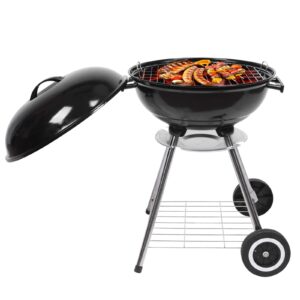 outvita charcoal grill, 18 inch stainless steel bbq charcoal with wheels and storage holder for camping, picnic, barbecue, party, outdoor activities