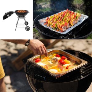 Outvita Charcoal Grill, 18 inch Stainless Steel BBQ Charcoal with Wheels and Storage Holder for Camping, Picnic, Barbecue, Party, Outdoor Activities