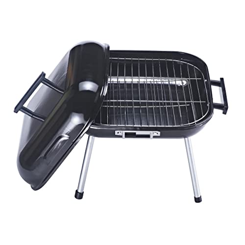 J&V TEXTILES BBQ Square Grill, 14 Inch Portable Charcoal Grill, Lightweight Grill for Barbecue Party, Dual Vents for Temp & Charcoal Control