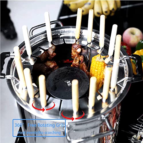 ZHAIHUA Charcoal Grill, Portable Contact Grill, 360-degree Heating Small Smokeless Outdoor Vertical Grill, Stainless Steel Hanging Grill, Multifunctional Oil-Charcoal Separation Cooking Tool., Silver
