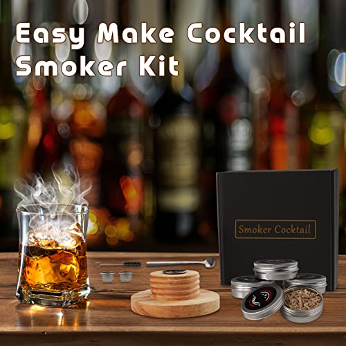 Cocktail Smoker Kit,Four Kinds of Wood Smoker Chips for Whiskey and Bourbon. Infuse Cocktails, Wine, Whiskey, Cheese, Salad and Meats. for Your Friends, Husband, Dad,Christmas gift