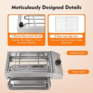 Fetcoi 1800W Electric Grills Outdoor Cooking, Stainless Steel Restaurant Grill BBQ Grills Indoor Grill Smokeless Griddle Barbecue Oven Grill Countertop with Extra-Large Drip Tray, 122-572° F