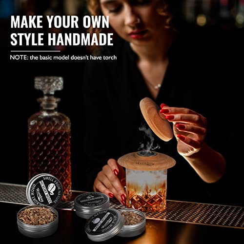 Cocktail Smoker Kit, Old Fashioned Cocktail Whiskey Gifts for Men, Drinking Accessories With 4 Wood Chips for Cocktails, Wine, Whiskey & Bourbon, Ideal Gifts For Drinks(No Butane)