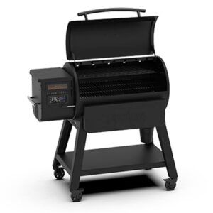 Louisiana Grills 1000 Black Label Series Portable Outdoor Bluetooth Pellet Grill with 2 Shelves, Locking Caster Wheels, and Digital WiFi Control