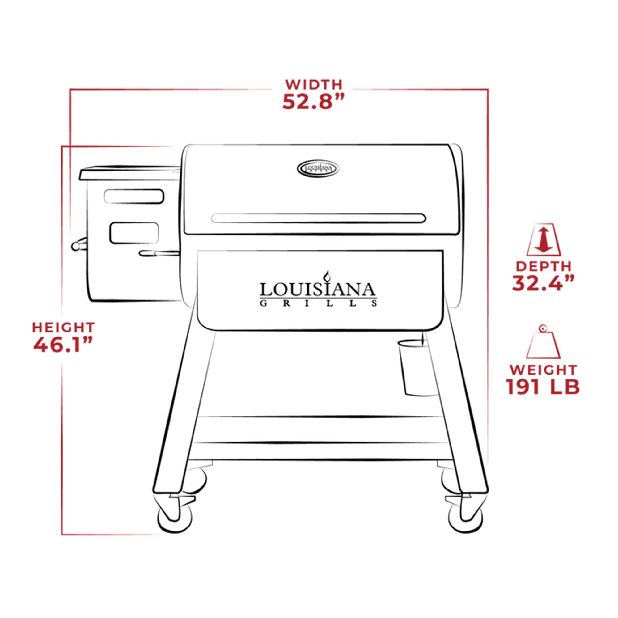 Louisiana Grills 1000 Black Label Series Portable Outdoor Bluetooth Pellet Grill with 2 Shelves, Locking Caster Wheels, and Digital WiFi Control