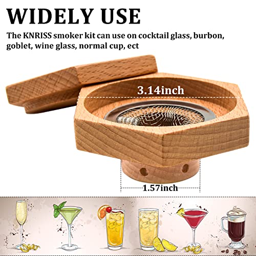 KNRISS Cocktail Smoker Top Old Fashioned Kit for Whiskey Bourbon Drinks with 4 Smoker Chips Include Apple Wood,Oak Wood,Pecan Wood,Cherry Wood, Gifts for Men