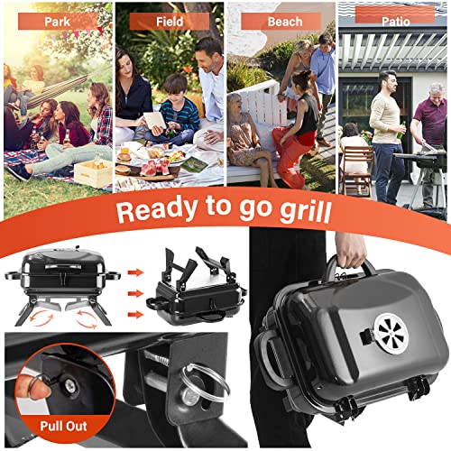 Wonlink Portable Charcoal Grill, Outdoor BBQ Smoker Grill, Barbecue Charcoal Grill for Outdoor Camping Backyard Garden Cooking Picnic