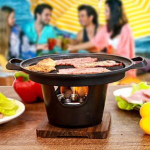 CHICIRIS Yakiniku Grill, Mini Barbecue Grill, Hibachi Grill Smokeless Wooden Frame Aluminium Alloy Easy Assembly Portable Charcoal Grill for Camping Home Barbecue