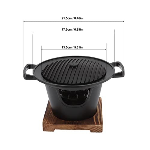 CHICIRIS Yakiniku Grill, Mini Barbecue Grill, Hibachi Grill Smokeless Wooden Frame Aluminium Alloy Easy Assembly Portable Charcoal Grill for Camping Home Barbecue