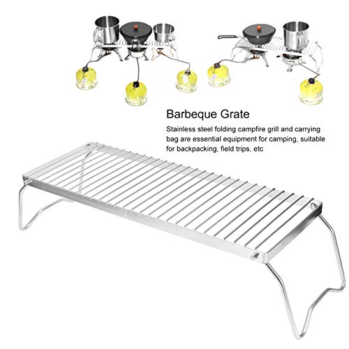 Liyeeo Anti-Corrosion Grate Barbeque Grill, Portable Folding Campfire Grill, Stainless Steel Camping for Picnic BBQ