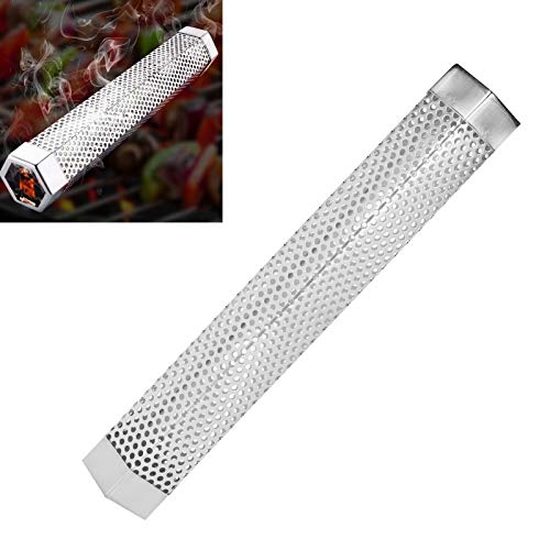 Pellet Smoker Tube, 12.2'' Stainless Steel Bbq Pellet Tube Cold Hot Smoking Portable Smoke Generator for Any Grill Smoker Not Roll on Grill