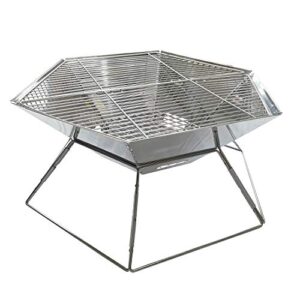 portable charcoal grill foldable barbecue grill with a package bag, small bbq grill for outdoor stainless steel - hexagon