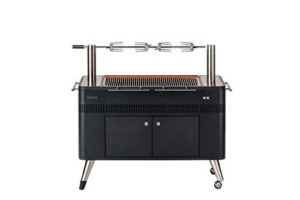 everdure hub 54-in. charcoal grill with patented built-in rotisserie system & quick electric ignition, outdoor bbq grill, electric starter, adjustable height, easy clean-up