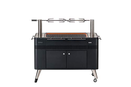 Everdure HUB 54-In. Charcoal Grill with Patented Built-in Rotisserie System & Quick Electric Ignition, Outdoor BBQ Grill, Electric Starter, Adjustable Height, Easy Clean-Up