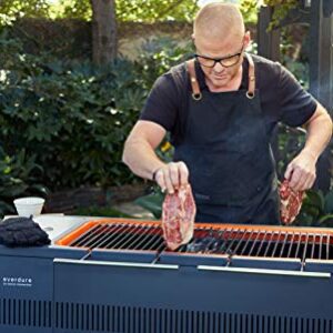 Everdure HUB 54-In. Charcoal Grill with Patented Built-in Rotisserie System & Quick Electric Ignition, Outdoor BBQ Grill, Electric Starter, Adjustable Height, Easy Clean-Up