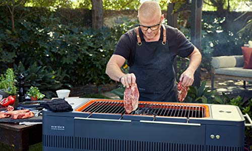 Everdure HUB 54-In. Charcoal Grill with Patented Built-in Rotisserie System & Quick Electric Ignition, Outdoor BBQ Grill, Electric Starter, Adjustable Height, Easy Clean-Up