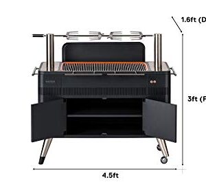 Everdure HUB 54-In. Charcoal Grill with Patented Built-in Rotisserie System & Quick Electric Ignition, Outdoor BBQ Grill, Electric Starter, Adjustable Height, Easy Clean-Up