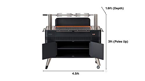 Everdure HUB 54-In. Charcoal Grill with Patented Built-in Rotisserie System & Quick Electric Ignition, Outdoor BBQ Grill, Electric Starter, Adjustable Height, Easy Clean-Up