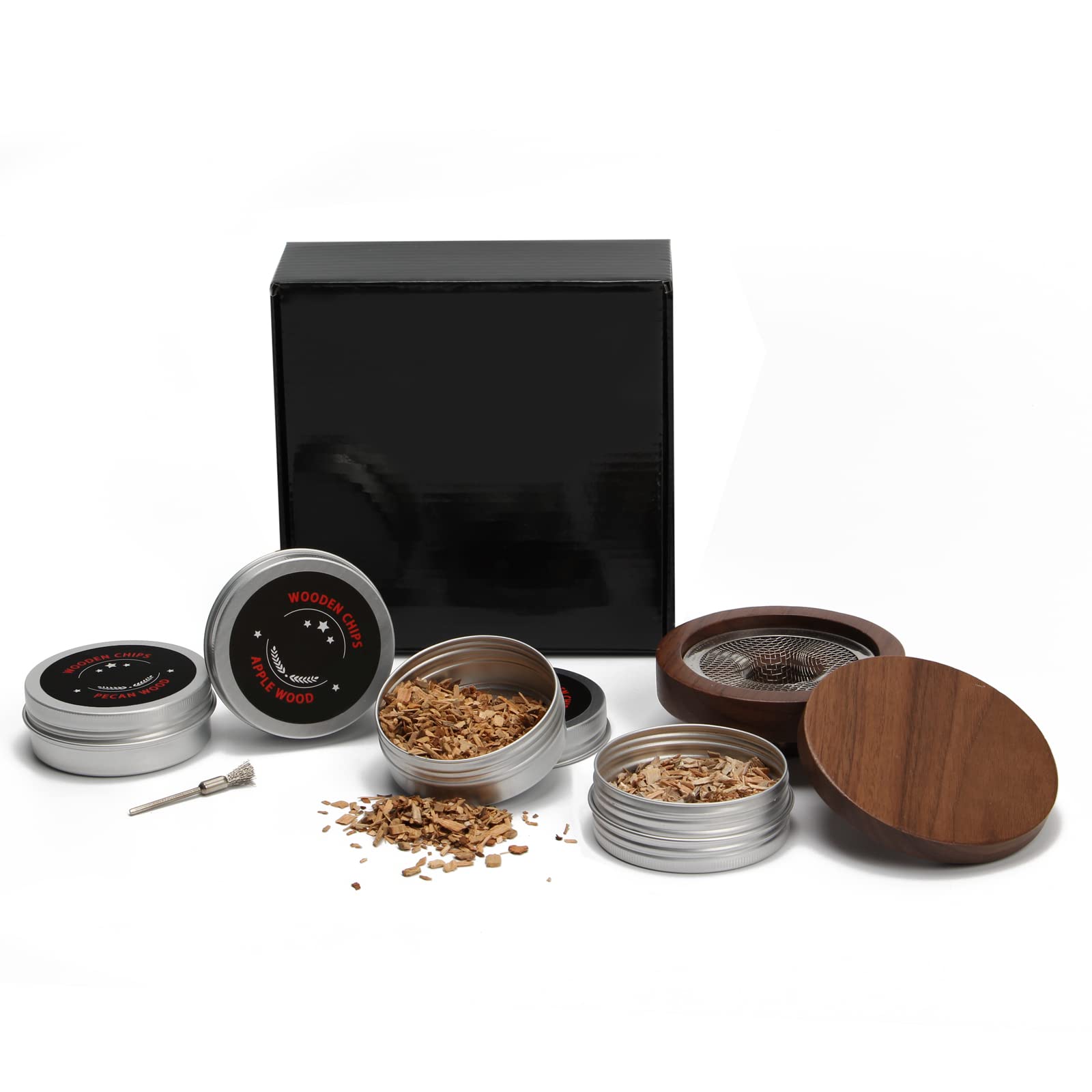 Cocktail Smoker Kit for Whiskey,Drink,Bourbon Smoker Kit with 4 Different Natural Wood Chips Luxury Gift Set Bar Tool for Drinking Dad Husband Men