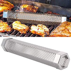 bordstract premium pellet smoker tube, stainless steel smoke generator with hook and brush, outdoor barbecue smoking accessories for any grill or smoker