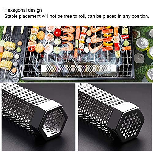 BORDSTRACT Premium Pellet Smoker Tube, Stainless Steel Smoke Generator with Hook and Brush, Outdoor Barbecue Smoking Accessories for Any Grill or Smoker