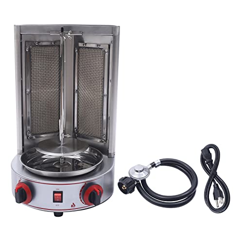 Shawarma Grill Machine Countertop Vertical Rotating Rotisserie Shawarma Machine 110V Doner Kebab Machine Meat Grill Broiler Shawarma Gyro Grilling with Meat Catch Pan for Family Restaurants Gatherings