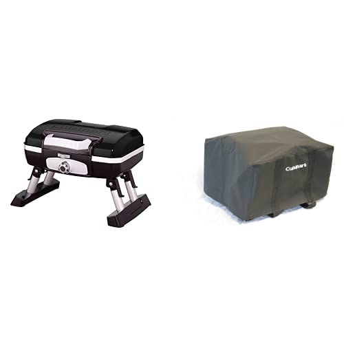 Cuisinart Grill Bundle - Petit Portable Propane Gourmet Tabletop Gas Grill (Black) & Tabletop Grill Tote Cover