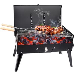 bltong charcoal grills portable oven mini bbq grill foldable barbecue grills for camping patio backyard and anywhere outdoor cooking black