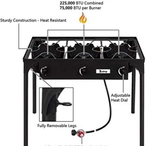 TYNAWYNW New version & Stronger Outdoor Camp Stove, Portable Burner Propane Stove with Metal Legs & Stand, propane burner for Outdoor Cooking, Safer High Pressure Propane Gas Cooker (Three Burner)