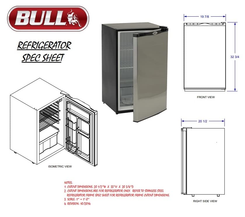 BULL GRILLS The Angus 30" Grill Natural Gas with Single Side Burner, Stainless Steel Sink,Grill Cover, Refrigerator, Door & Drawer Combo with 5 in 1 BBQ Tool Set | FREE Bio-Ethanol Table-top Fire pit