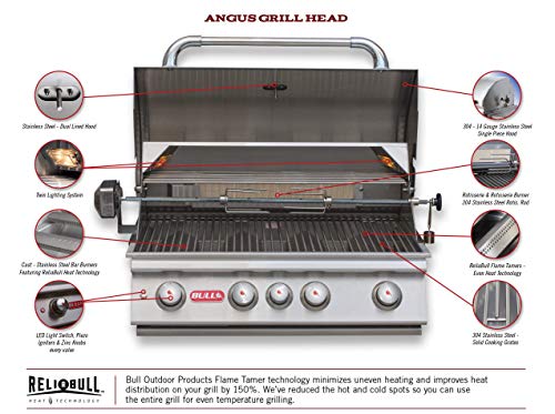 BULL GRILLS The Angus 30" Grill Natural Gas with Single Side Burner, Stainless Steel Sink,Grill Cover, Refrigerator, Door & Drawer Combo with 5 in 1 BBQ Tool Set | FREE Bio-Ethanol Table-top Fire pit