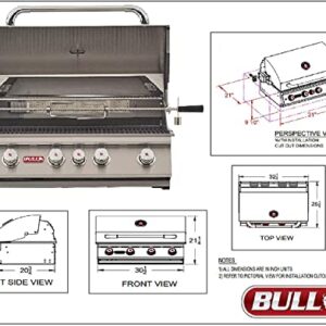 BULL GRILLS The Angus 30" Grill Natural Gas with Single Side Burner, Stainless Steel Sink,Grill Cover, Refrigerator, Door & Drawer Combo with 5 in 1 BBQ Tool Set | FREE Bio-Ethanol Table-top Fire pit