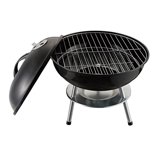 J&V TEXTILES BBQ Round Grill, 14 Inch Portable Charcoal Grill, Lightweight Grill for Barbecue Party, Dual Vents for Temp & Charcoal Control