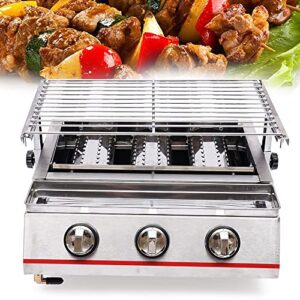 3-burner bbq gas grill, commercial gas lpg grill 2800pa outdoor bbq tabletop cooker multi-function gas bbq grill outdoor cooking camping stainless steel
