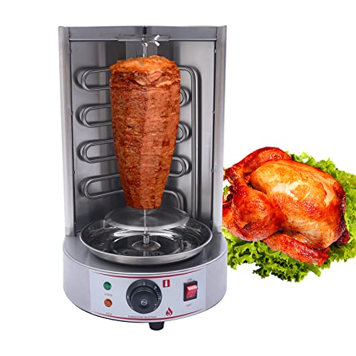 110v Stainless Steel Electric Vertical Grill Machine,Electric Doner Kebab Machine Mini Gyro Machine Vertical Broiler Meat Capacity for Chicken Roast,Tacos,Roast,Beef