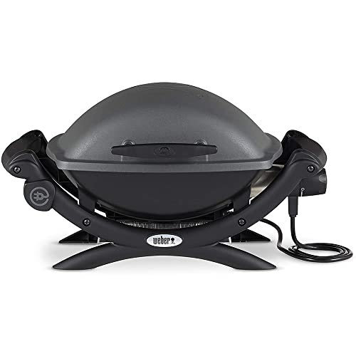 Weber 52020001 Q 1400 Electric Grill Dark Grey Bundle with Weber Q Portable Cart for Weber Q 1000 / Q 2000 Grill Black