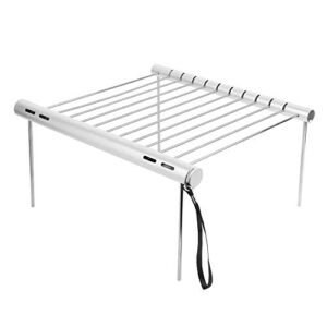 bbq grill rack, stainless steel folding charcoal bbq rack portable simple barbeque grill rack 12 inch for outdoor grill camping cooking picnics