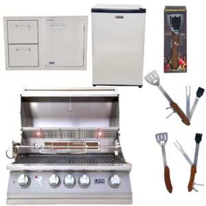 lion premium grills 32-inch natural gas grill l75000 with lion door and drawer combo with towel rack and lion refrigerator package deal with 5 in 1 bbq tool set