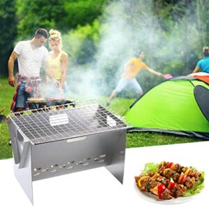 SLATIOM Folding Campfire Grill Stainless Steel Camping Grill with Carrying Bag Portable Barbecue Charcoal Grill for Camping BBQ Picnic
